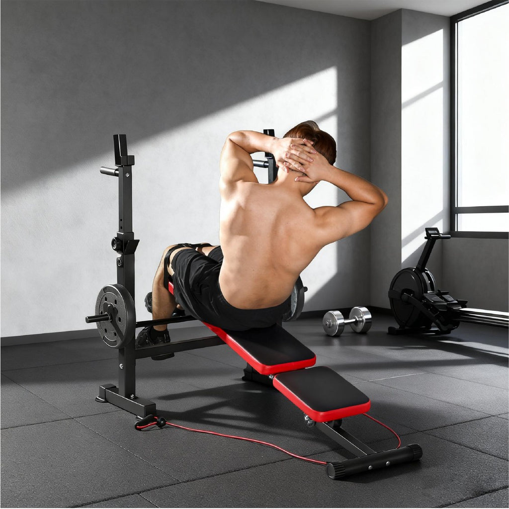 Banc de Musculation Multifonction Réglable avec Rack