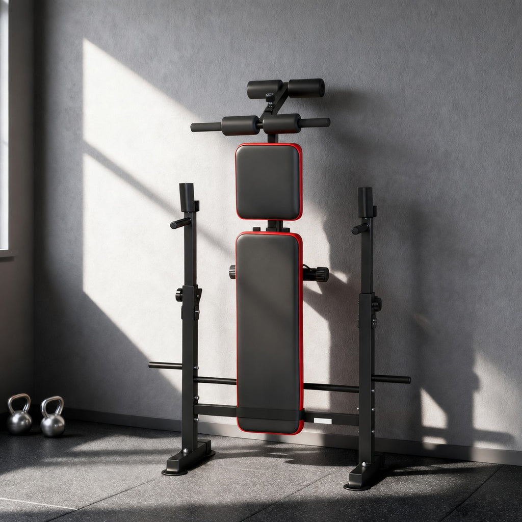 Banc de Musculation Multifonction Réglable avec Rack